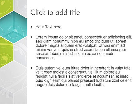 Templat PowerPoint Hexagon Dengan Latar Belakang Bunga, Slide 3, 14175, Abstrak/Tekstur — PoweredTemplate.com