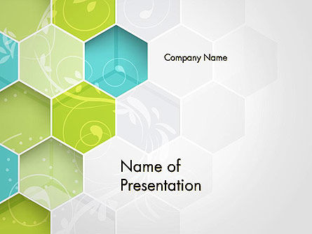 Hexagons with Floral Background PowerPoint Template, PowerPoint Template, 14175, Abstract/Textures — PoweredTemplate.com