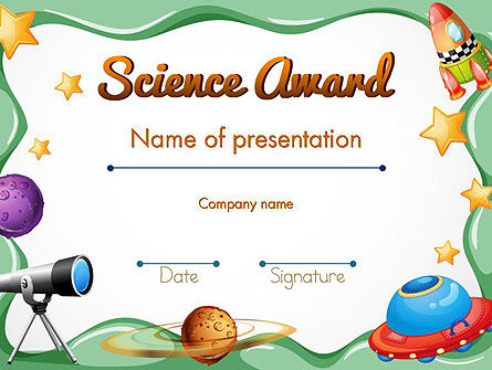 Science Award Certificate PowerPoint Template, 14193, Education & Training — PoweredTemplate.com