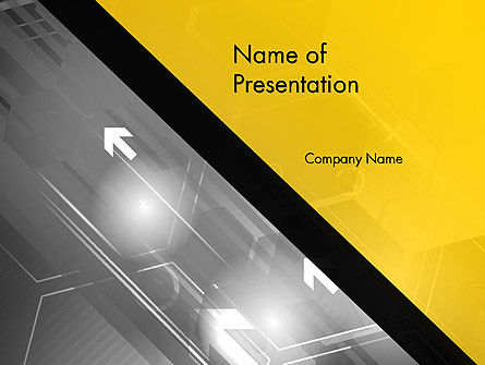 抽象技术背景与箭头和六角形状PowerPoint模板, 免费 PowerPoint模板, 14195, 抽象/纹理 — PoweredTemplate.com