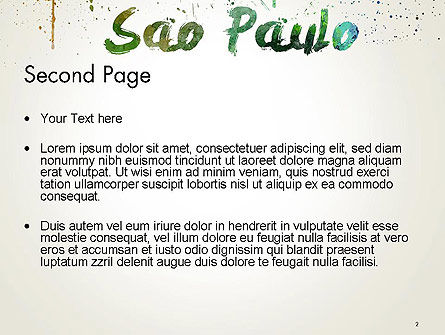 Sao Paulo Skyline in Watercolor Splatters PowerPoint Template, Slide 2, 14198, Art & Entertainment — PoweredTemplate.com