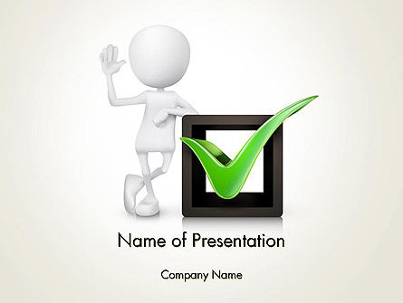 3d Persoon En Groene Vinkje PowerPoint Template, Gratis PowerPoint-sjabloon, 14199, 3D — PoweredTemplate.com