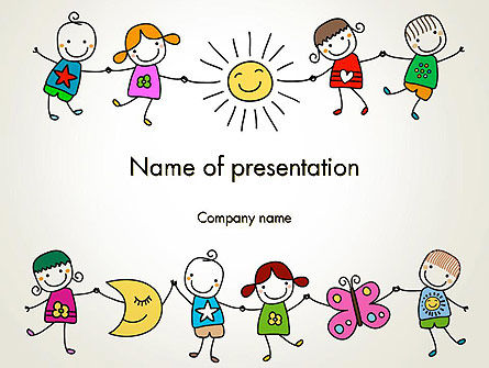 Kinderlijke Tekeningen PowerPoint Template, PowerPoint-sjabloon, 14203, Education & Training — PoweredTemplate.com