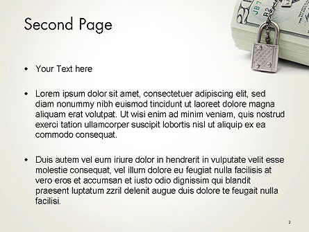 Templat PowerPoint Uang Kertas Dollar Diamankan Dengan Kunci, Slide 2, 14215, Finansial/Akuntansi — PoweredTemplate.com