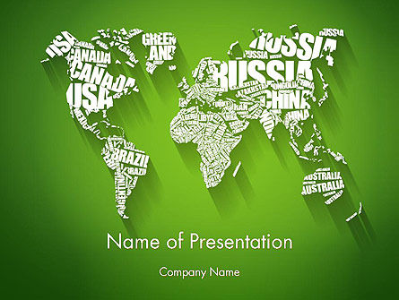 Weltkarte in wortwolke PowerPoint Vorlage, PowerPoint-Vorlage, 14218, Global — PoweredTemplate.com