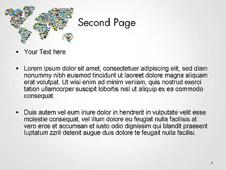 Photos Placed as World Map Shape PowerPoint Template, Slide 2, 14246, Global — PoweredTemplate.com