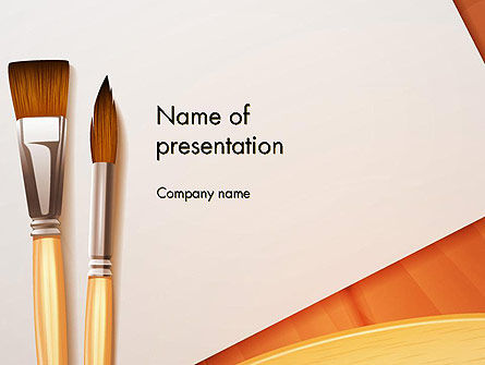 Wide and Thin Paintbrushes PowerPoint Template, Free PowerPoint Template, 14276, Art & Entertainment — PoweredTemplate.com