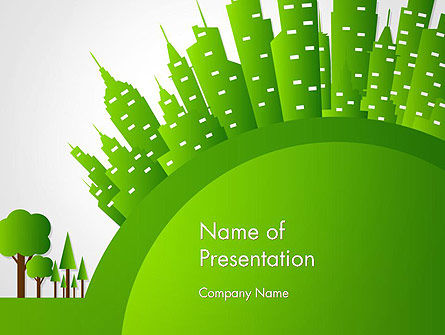 Green city konzept PowerPoint Vorlage, PowerPoint-Vorlage, 14299, Natur & Umwelt — PoweredTemplate.com