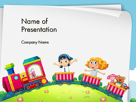 Children on the Train Illustration PowerPoint Template, PowerPoint Template, 14334, Education & Training — PoweredTemplate.com