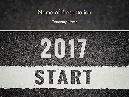 Meldung start 2017 auf asphaltstraße PowerPoint Vorlage, Kostenlos PowerPoint-Vorlage, 14367, Business Konzepte — PoweredTemplate.com