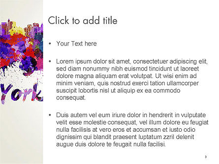 New York Skyline in Watercolor Splatters PowerPoint Template, Slide 3, 14368, Art & Entertainment — PoweredTemplate.com