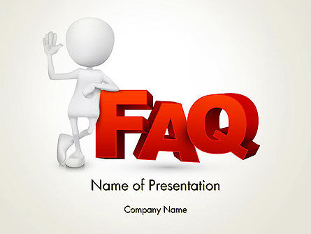 3D Small Person Standing Next to FAQ PowerPoint Template, Free PowerPoint Template, 14371, 3D — PoweredTemplate.com