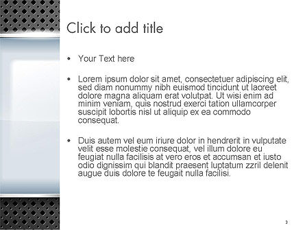 Modèle PowerPoint de surface métallique perforée avec plaque abstrait, Diapositive 3, 14377, Abstrait / Textures — PoweredTemplate.com
