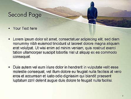 Teenager Walking Away Alone on The Road PowerPoint Template, Slide 2, 14407, People — PoweredTemplate.com