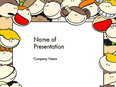 Modèle PowerPoint de cadre avec des enfants drôles, Gratuit Modele PowerPoint, 14415, Education & Training — PoweredTemplate.com