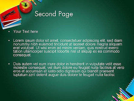 Templat PowerPoint Persediaan Dan Apel Di Papan Tulis, Slide 2, 14490, Education & Training — PoweredTemplate.com