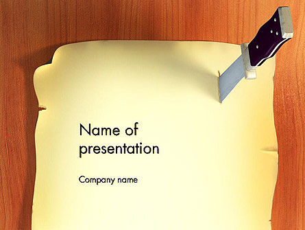 Plantilla de PowerPoint - pedazo de papel pegado a la pared con un cuchillo, 14496, General — PoweredTemplate.com