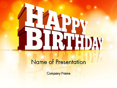 Plantilla de PowerPoint - 3d feliz cumpleaños texto, Gratis Plantilla de PowerPoint, 14500, Vacaciones/ Ocasiones especiales — PoweredTemplate.com