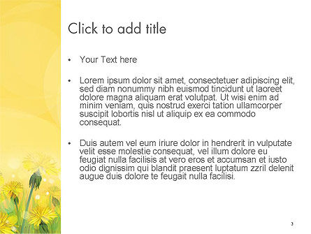 Dandelions Flowers on Sunshine PowerPoint Template, Slide 3, 14503, Nature & Environment — PoweredTemplate.com