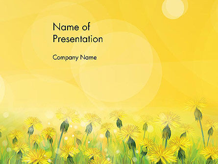Dandelions Flowers on Sunshine PowerPoint Template, Free PowerPoint Template, 14503, Nature & Environment — PoweredTemplate.com