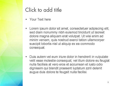 Modèle PowerPoint de fond sommaire polygonal aux triangles arc-en-ciel, Diapositive 3, 14519, Abstrait / Textures — PoweredTemplate.com