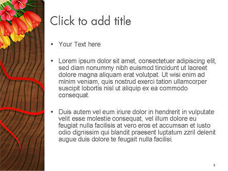 Modèle PowerPoint de bouquet de fleurs sur la surface en bois, Diapositive 3, 14546, Fêtes / Grandes occasions — PoweredTemplate.com