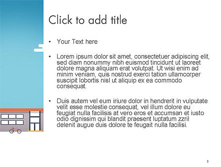 Modèle PowerPoint de rue avec des maisons illustration en style plat, Diapositive 3, 14552, Nature / Environnement — PoweredTemplate.com