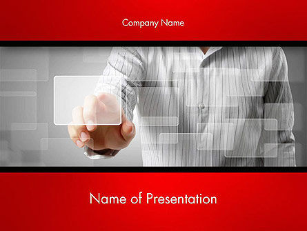 Modello PowerPoint - Mano che spinge il pulsante dello schermo di tocco, Gratis Modello PowerPoint, 14562, Tecnologia e Scienza — PoweredTemplate.com