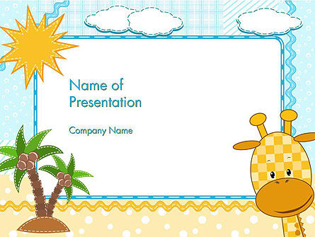 Children`s Photo Framework with Giraffe PowerPoint Template, 14573, Education & Training — PoweredTemplate.com