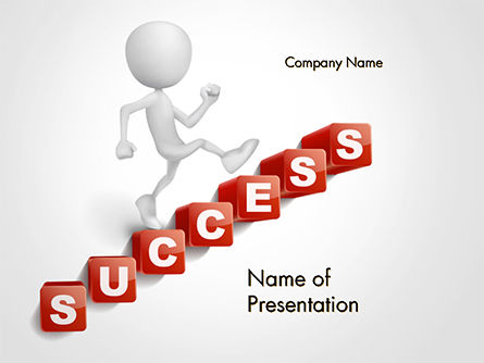 Modelo do PowerPoint - pessoa 3d está escalando escadas feitas de letras de cubos de palavras de sucesso, Grátis Modelo do PowerPoint, 14731, 3D — PoweredTemplate.com
