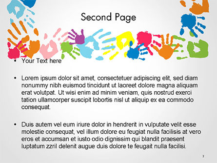 Modèle PowerPoint de cadre en empreintes de mains colorées, Diapositive 2, 14733, Religion / Spirituel — PoweredTemplate.com
