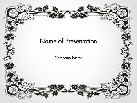 Templat PowerPoint Floral Perbatasan Hitam Dan Putih, Templat PowerPoint, 14745, Abstrak/Tekstur — PoweredTemplate.com