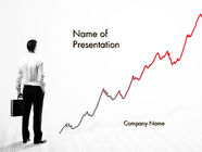 Business Person Looking at Growing Graph Chart PowerPoint Template