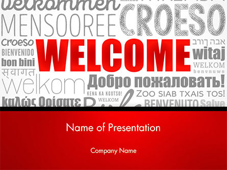 Welcome Word Cloud in Different Languages PowerPoint Template, 14773, Business Concepts — PoweredTemplate.com