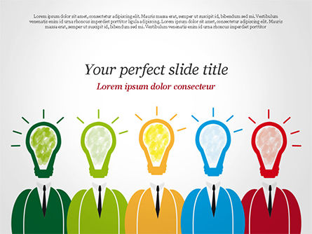 Männer mit glühbirnen statt köpfe PowerPoint Vorlage, PowerPoint-Vorlage, 14793, Business Konzepte — PoweredTemplate.com