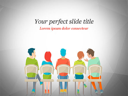 Spectators on Chairs PowerPoint Template, PowerPoint Template, 14823, People — PoweredTemplate.com