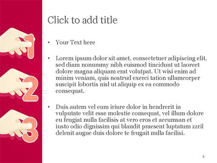 Plantilla de PowerPoint - uno dos y tres números en las manos, Diapositiva 3, 14833, 3D — PoweredTemplate.com