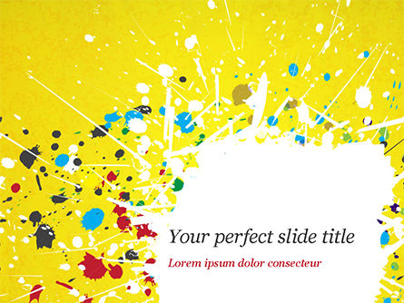 Paint Stains on Yellow Background PowerPoint Template, 14840, Abstract/Textures — PoweredTemplate.com