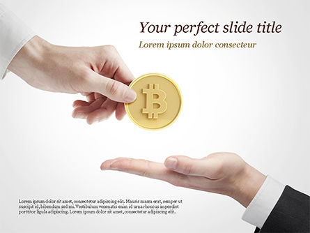 Hand Giving Bitcoin PowerPoint Template, 14973, Business — PoweredTemplate.com
