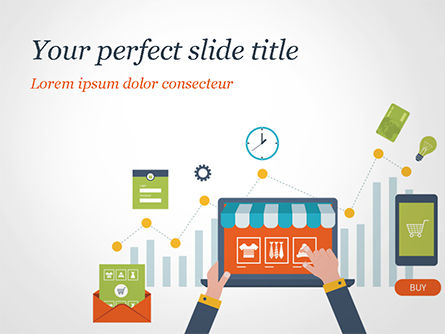 Online Winkel- En Managementconcept PowerPoint Template, PowerPoint-sjabloon, 14976, Bedrijf — PoweredTemplate.com