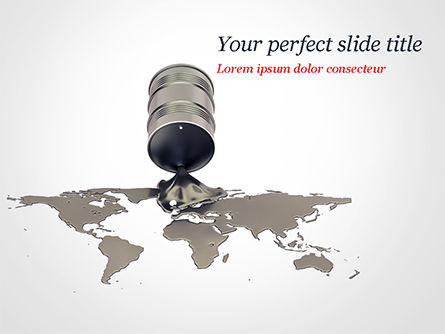 Crude Oil Spilled in the Shape of Earth Map PowerPoint Template, PowerPoint Template, 14977, Utilities/Industrial — PoweredTemplate.com