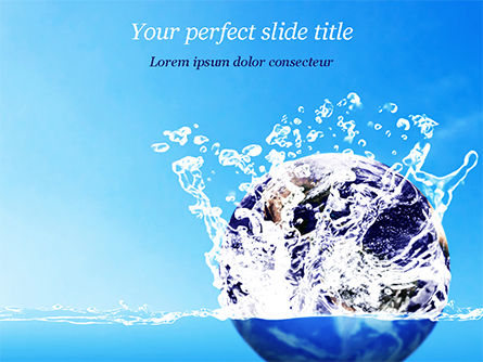 地球在水中飞溅PowerPoint模板, 14982, 自然与环境 — PoweredTemplate.com
