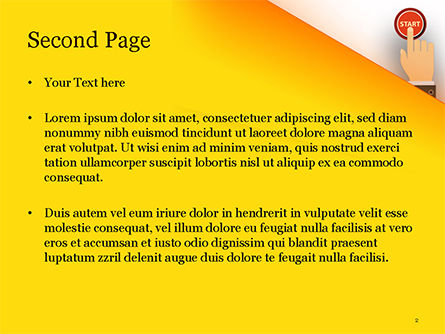 Hand Pressing Red Start Button PowerPoint Template, Slide 2, 14983, Business Concepts — PoweredTemplate.com