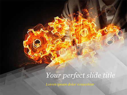 Man with Fire Gears PowerPoint Template, Free PowerPoint Template, 15014, Business Concepts — PoweredTemplate.com