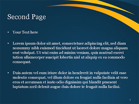 Templat PowerPoint Kurva Oranye Dengan Latar Belakang Biru, Slide 2, 15017, Abstrak/Tekstur — PoweredTemplate.com