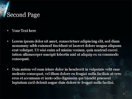 Templat PowerPoint Tangan Menyentuh Tablet Dengan Ikon Teknologi, Slide 2, 15019, Konsep Bisnis — PoweredTemplate.com