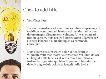 Mann mit gezogener gelber glühlampe PowerPoint Vorlage, Folie 3, 15037, Business Konzepte — PoweredTemplate.com