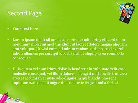 School Supplies on Green Background PowerPoint Template, Slide 2, 15044, Education & Training — PoweredTemplate.com
