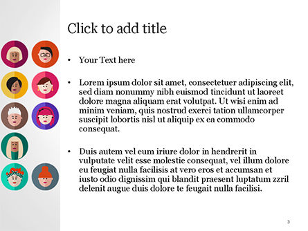 Plantilla de PowerPoint - iconos de avatar en diseño plano, Diapositiva 3, 15055, Pessoas — PoweredTemplate.com