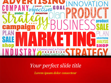 Marketingstrategie Woordwolk PowerPoint Template, Gratis PowerPoint-sjabloon, 15059, Carrière/Industrie — PoweredTemplate.com